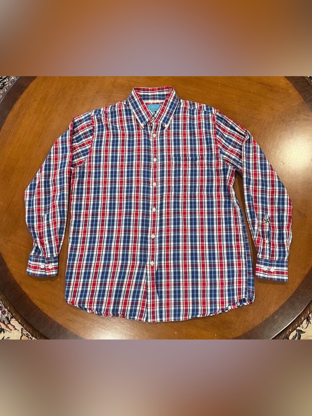 Castaway Nantucket Island Red/Blue Plaid Long-Sleeve Button-Up Shirt Medium